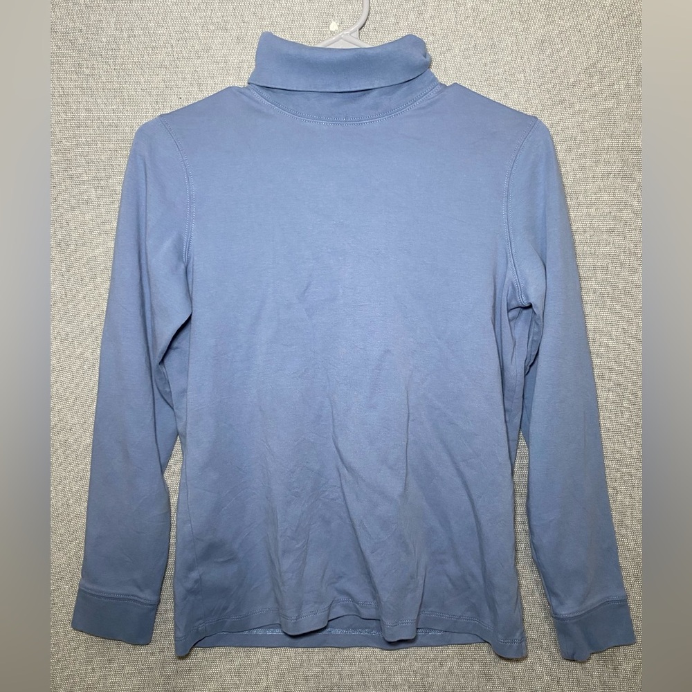 LL Bean Women's Cotton Turtleneck Pullover Blue Long Sleeve Shirt Size Small - Picture 1 of 7